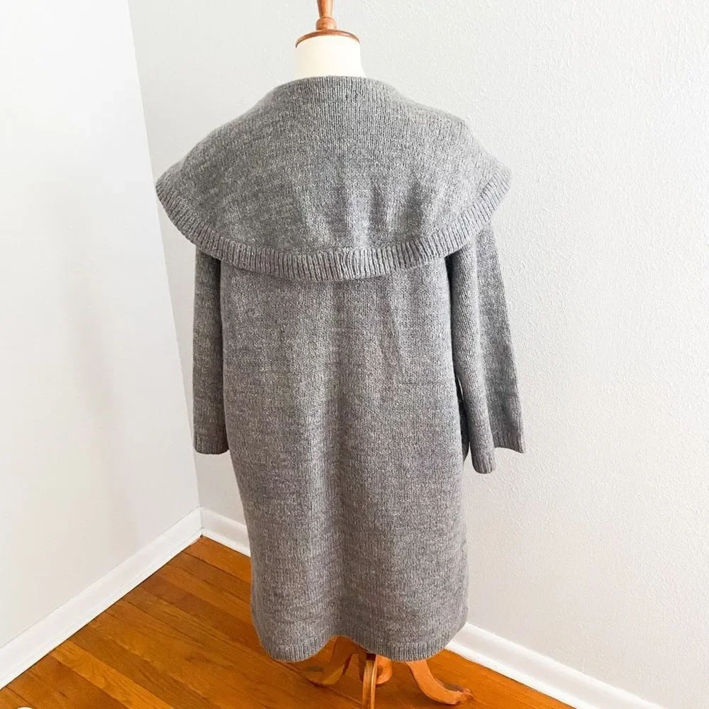 Vintage Wool Mohair Long Sweater Coat Grey - Picture 5 of 8